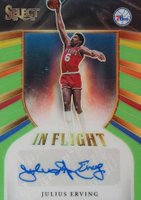 2020 Panini Select in Flight Signatures #JEV Julius Erving Neon Green Prizm Basketball Card