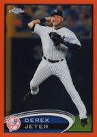 2012 Topps Chrome #84 Derek Jeter Jumping-Orange Refractor Baseball Card