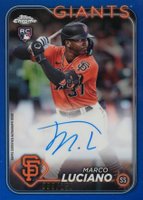 2024 Topps Chrome Rookie Autographs #RAML Marco Luciano Blue Refractor Baseball Card