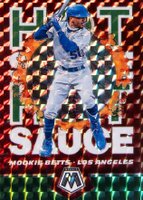 2021 Panini Mosaic Hot Sauce #HS4 Mookie Betts Green Mosaic Baseball Card