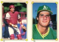 1987 Topps Stickers # Bo Diaz/Jose Canseco Hardback Test Baseball Card