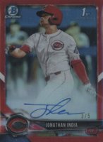 2018 Bowman Draft Chrome Draft Picks Autographs #CDAJI Jonathan India Red Refractor Baseball Card