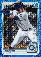 2020 Bowman Chrome Mega Box #BCP19 Julio Rodriguez Blue Refractor Baseball Card