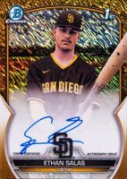 2023 Bowman Chrome Prospect Autographs #CPAESS Ethan Salas Gold Shimmer Baseball Card