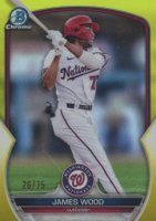 2023 Bowman Chrome Prospects #BCP129 James Wood Yellow Refractor Baseball Card