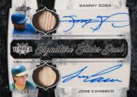 2021 Leaf Lumber Kings Signature Sticks Dual Autographs #03 Sammy Sosa/Jose Canseco Pewter Baseball Card