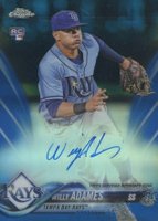 2018 Topps Chrome Rookie Autograph #RA-WA Willy Adames Blue Refractor Baseball Card
