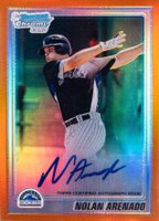 2010 Bowman Chrome Prospects #BCP91 Nolan Arenado Orange Refractor-Autograph Baseball Card