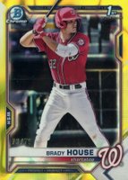 2021 Bowman Draft #BDC186 Brady House Chrome-Yellow Lava Refractor Baseball Card