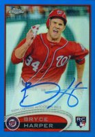 2012 Topps Chrome #BH Bryce Harper Autograph-Blue Refractor Baseball Card