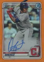 2020 Bowman Chrome Prospect Autographs #CPAOG Oscar Gonzalez Orange Refractor Baseball Card