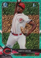 2018 Bowman Prospects Chrome #48 Hunter Greene Aqua Shimmer Refractor Baseball Card