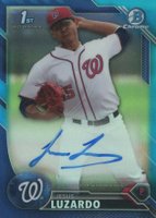 2016 Bowman Draft Chrome Draft Picks Autographs #CDAJLU Jesus Luzardo Blue Refractor Baseball Card
