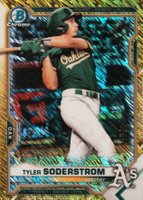 2021 Bowman Chrome Prospects #BCP217 Tyler Soderstrom Gold Shimmer Refractor Baseball Card