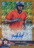 2018 Bowman Chrome Prospects Autographs #CPAYA Yordan Alvarez Gold Shimmer Baseball Card