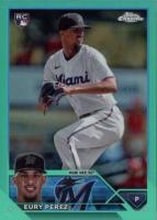 2023 Topps Chrome Update #USC100 Eury Perez Aqua Refractor Baseball Card