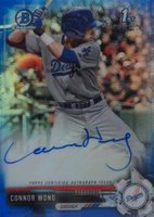 2017 Bowman Draft Chrome Draft Picks Autographs  #CDACW Connor Wong Blue Refractor Baseball Card