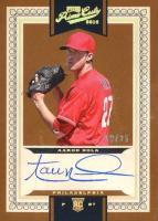 2016 Panini Prime Cuts #9 Aaron Nola Autograph-Holo Gold Baseball Card