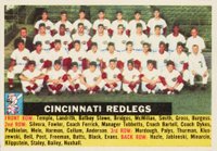 1956 Topps #90wc Cincinnati Redlegs Centered-White back Baseball Card