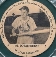 1954 Dixie Lids # Red Schoendienst Baseball Card