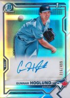2021 Bowman Draft Chrome Draft Pick Autographs #CDAGH Gunnar Hoglund Refractor Baseball Card