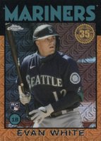 2021 Topps Silver Pack 1986 Chrome Promo #82 Evan White Orange Refractor Baseball Card