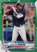 2021 Bowman Chrome #69 Cristian Pache Green Refractor Baseball Card