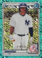 2020 Bowman Chrome Prospects #BCP8 Jasson Dominguez Aqua Shimmer Baseball Card