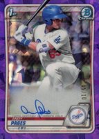 2020 Bowman Chrome Sapphire Edition Autographs #BSPAAP Andy Pages Purple Baseball Card