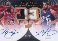 2007 Upper Deck Exquisite Collection Dual Numbers Autograph Patch #EDNJJ LeBron James/Michael Jordan Basketball Card