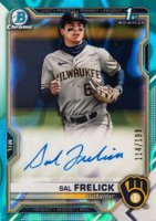 2021 Bowman Draft Chrome Draft Pick Autographs #CDASF Sal Frelick Aqua Lava Refractor Baseball Card