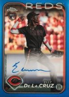 2024 Topps Chrome Rookie Autographs #RAEDLC Elly de La Cruz Blue Refractor Baseball Card