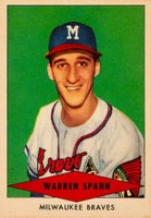 1954 Red Heart Dog Food #30 Warren Spahn Baseball Card