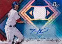 2014 Bowman Platinum Autograph Relic #AR-MB Mookie Betts Blue Refractor Baseball Card