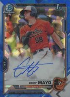 2021 Bowman Chrome Sapphire Edition Autographs #BSPACM Coby Mayo Baseball Card