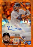 2023 Topps Chrome Update Sapphire Edition Autograph #RG Riley Greene Orange Baseball Card