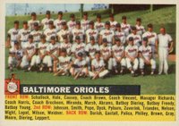 1956 Topps #100wL Baltimore Orioles Left-White Back Baseball Card