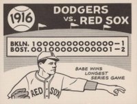 1967 Laughlin World Series #13 1916- Red Sox Vs. Dodgers Baseball Card