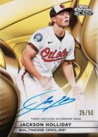 2025 Topps Chrome Black Autographs #JH Jackson Holliday Gold Refractor Baseball Card