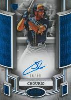 2024 Topps Tier One Break Out Autographs #BOAJCH Jackson Chourio Blue Foil Baseball Card