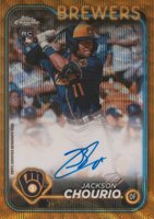 2024 Topps Chrome Rookie Autographs #RAJC Jackson Chourio Gold Wave Refractor Baseball Card