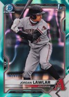 2021 Bowman Draft #BDC194 Jordan Lawlar Chrome-Aqua Lava Refractor Baseball Card