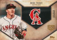 2019 Topps Retro Hat Manufactured Logo Patch #MTR Mike Trout 150th Anniversary Baseball Card