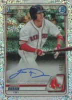2020 Bowman Chrome Prospect Autographs #CPAJD Jarren Duran Speckle Refractor Baseball Card