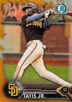 2021 Bowman Sterling Sterling Recollections #SRFT Fernando Tatis Jr. Gold Refractor Baseball Card