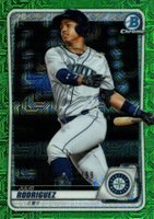 2020 Bowman Chrome Mega Box #BCP175 Julio Rodriguez Green Refractor Baseball Card