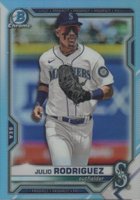 2021 Bowman Draft #BDC145 Julio Rodriguez Chrome-Sky Blue Refractor Baseball Card