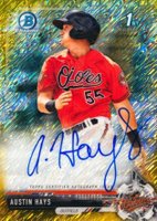 2017 Bowman Chrome Prospect Autograph #AH Austin Hays Gold Shimmer Baseball Card
