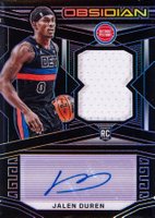 2022 Panini Obsidian #216 Jalen Duren Jersey Autograph-Electric Etch Purple Basketball Card