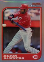 1997 Bowman Chrome #51 Deion Sanders Refractor Baseball Card